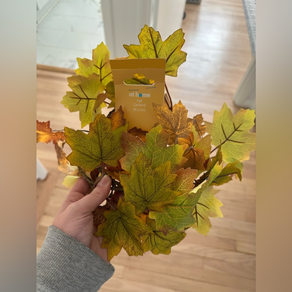 athome Fall Leaf Garland - Yellow Green Autumn Decor